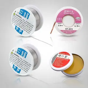 Soldering Tool Kit, 2 Pack of 0.6mm Solder Wire (1.76oz / 50g) + Rosin Flux Paste (0.35oz / 10g) + No-Clean Soldering Core, Designed for Electronic Repair and DIY