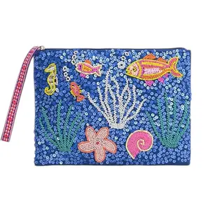 Ocean Bliss Hand-Beaded Wristlet