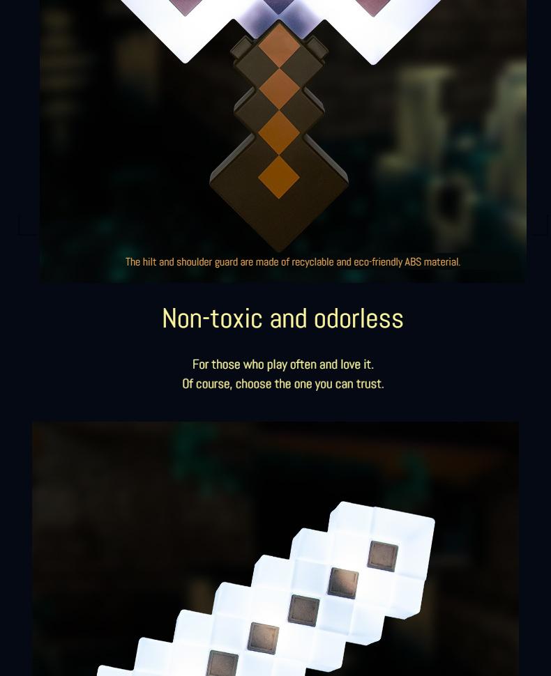 LED Light-Up Enchanted Sword Pixel Life-Size Role-Play Toy Costume Accessory Inspired by Video Game