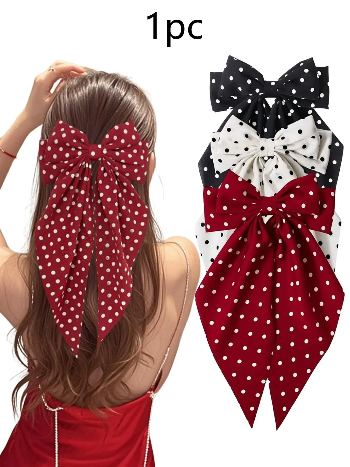 Women's polka dot bow hair clips Barrettes, fashionable Pretty Bow hair accessories for the back of the head, suitable for afternoon tea, Mother's Day gifts, parties, music festivals, vacation outings, daily casual hair accessories, Bows for hair
