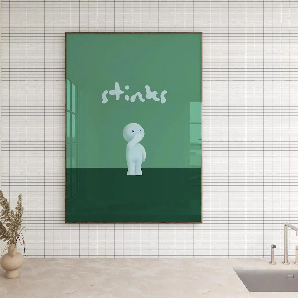 [NO FRAME] Smiski, Smiski Smelly, Smiski Wall Art, Funny Toilet Art, Funny Bathroom Art, Bathroom Wall Art, Toilet Art, Smiski Toilet Series, Stinky - scs18450