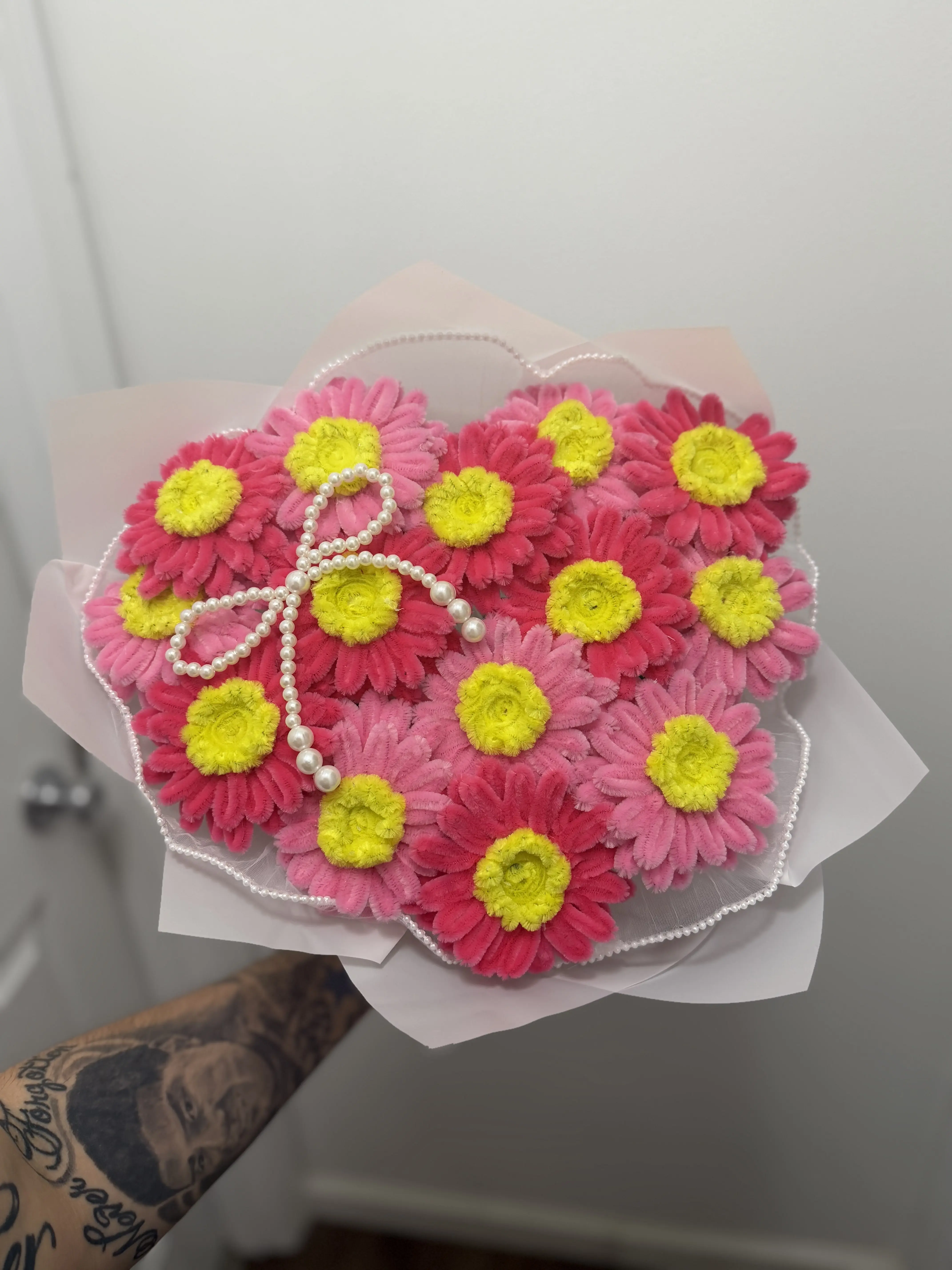 Pipe cleaner flowers for home decor or living room. Gift to a special someone