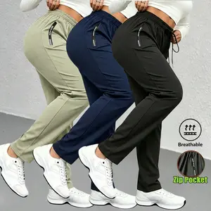 Women’s 3-pack minimalist fashion loose-fit high-stretch pants — ice-cool feel, quick-drying and breathable casual sports pants; comfortable high-stretch pants suitable for warm weather, everyday wear, sports, and gym workouts.
