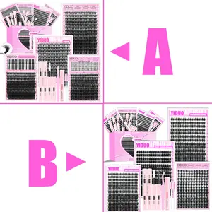 YIDUO 6 Styles Lash Clusters Lashes Kit 40D/60D/80D/100D/Spiky/Bottom Lashes Clusters Kit 1-20mm Cluster Eyelash Extension Kit 1000 Pcs D-Curl With Lash Bond and Seal*2, Lash Remover，Lash Tweezers,Eyelash Brush DIY at Home Easily