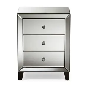 Baxton Studio Chevron Contemporary Glamour Mirrored Nightstand