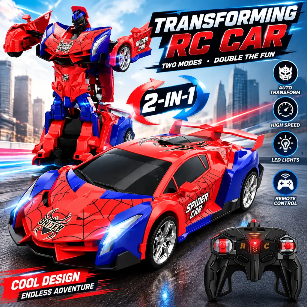 【Christmas Gift】 Transformable Easter collectible figurine, suitable for boys aged 3–15, 2.4 GHz remote control, 1:18 scale, robot transformation, 360° rotation, built-in rechargeable battery.High-quality ABS plastic gift set, suitable for Black Friday an
