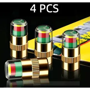 4PCS Automotive Pressure Monitor Valve Caps - For Mid-Duty, Compact & Motorcycles, Bicycles - Compatible with Tire Pressure Monitoring
