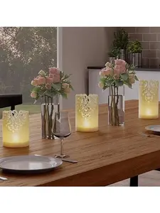 Hastings Home LED Candles with Remote Control Set of 3 - Ivory