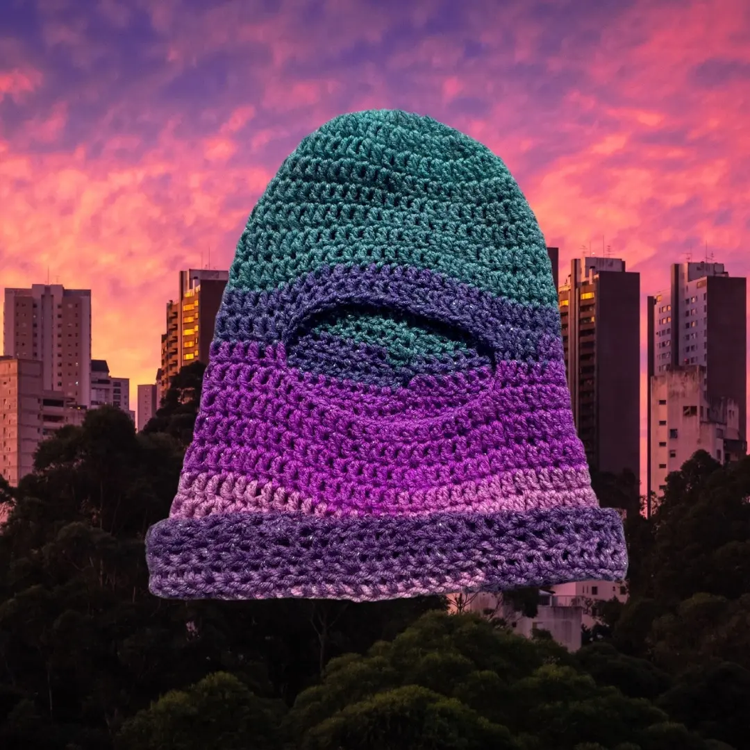 ‘City sunset’ ombré crochet ski mask