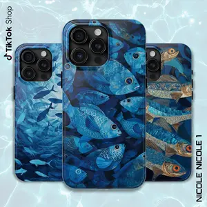 Fish Ocean Marine Sea Life Phone Case, Watercolor Look Phone Cover, Nautical Inspired 17 Air Pro Max