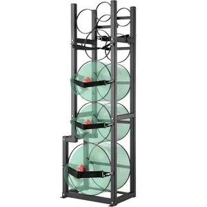 VEVOR Refrigerant Tank Rack,  with 1 x 50lb, 2 x 30lb and Other 3 Small Bottle Tanks, Cylinder Tank Rack 15.55x12.99x49.8 in, Refrigerant Cylinder Rack and Holders for Freon, Gases, Oxygen, Nitrogen Installation Organiser
