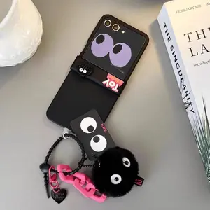 Black Coal Ball Plus Phone Case For Samsung Galaxy Z Flip 7 7FE 6 5 4 3 For Motorola Razr 40 50 60 Ultra Xiaomi Mix Flip 2 Cover