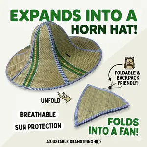 Foldable Straw Sun Hat - Portable & Eco-Friendly Handwoven Wide Brim Hat for Beach, Gardening & Hiking