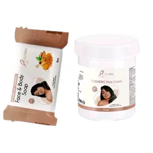 Turmeric Face Cream & Soap Set - 4 oz Each for Skin Care