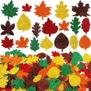 Maple Leaf Decorative Stickers, Glittering Leaf Foam Gift Tags, Cross-Border Craft Supplies, Perfect for Holiday Gifts and DIY Projects