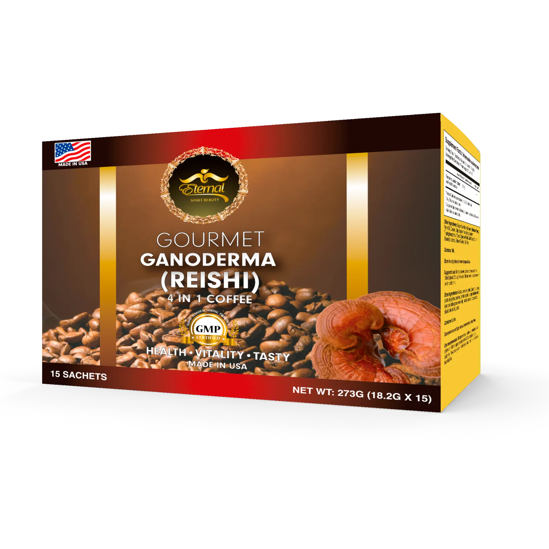 Gourmet Ganoderma (Reishi) 4 in 1 Coffee - Natural Beverage with Immune Support, Energy, Digestive Health, and Stress Reduction