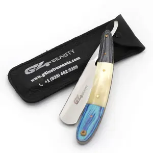 G4 PRO Straight Edge Barber Shaving Razor No Blade for Close Shaving Men (Blue White)