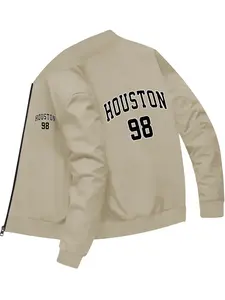Sports Casual Style Men's Houston Number 98 Printed Jacket for Daily Campus Street Fashion and Trendy Outfits