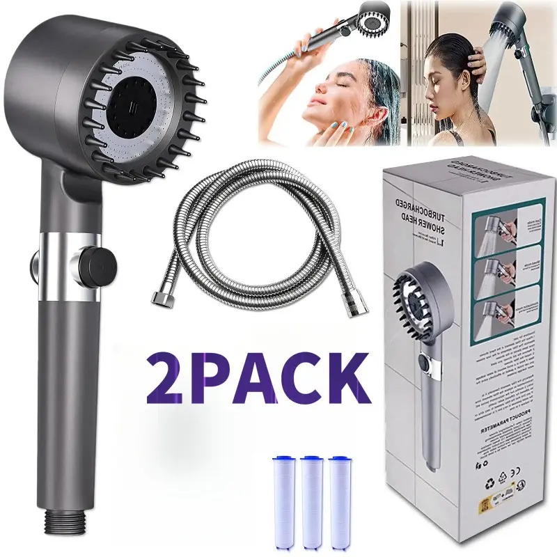 Multifunctional Massage Shower, Handheld High Pressure Shower Head,Massage And Skin Beauty Multifunctional Shower, 3 Settings 4 in 1 Detachable Showerhead with 47" Hose, Bracket and  water small  business  must  haves function Massage  multiple spray mode
