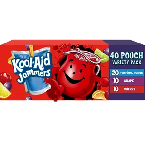 Kool-Aid Jammers Juice Pouches Variety Pack 6 fl oz 40 Pack Kids Drink Party.