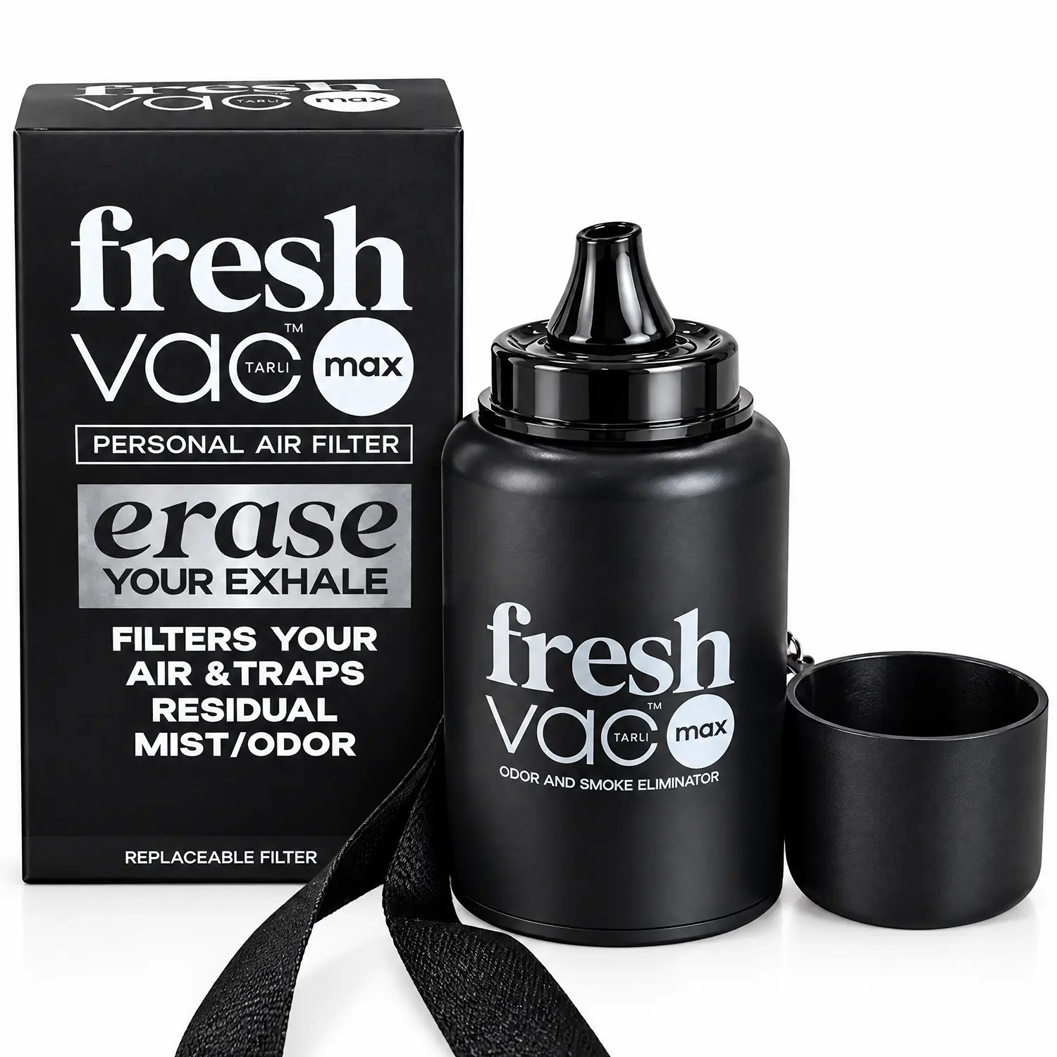 FreshVac Portable Personal Air Filter Max & Mini – No Smell, Discreet Odor Eliminator for Car, Apartment, Travel & Shared Spaces  (BlacK)