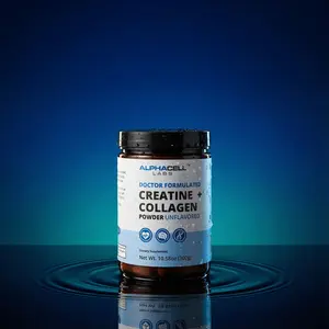 AlphaCell Labs Creatine + Collagen Creatine Monohydrate & Grass-Fed Bovine Collagen Strength Performance & Connective Tissue Support Unflavored 30 Servings