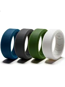 Men's Soft Silicone Material Rings Set of 4, Stackable Finger Rings, Comfortable 8mm Sports Jewelry, Casual Plain Design, Ideal Gift for All Occasions