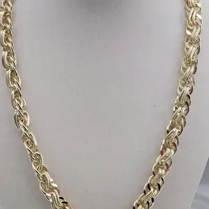 (TT) Beautifull Chain 9mm 20 Inches 14K Gold Plated Stylish Durable Jewelry Accessory for Everyday Wear Men or Woman