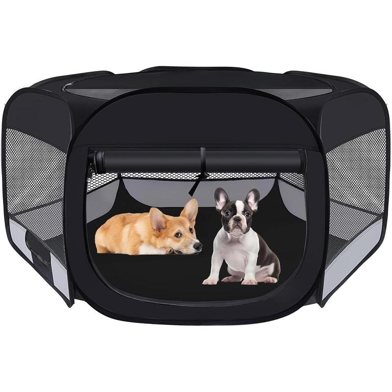 Playpen,Portable Pet Puppy Playpen, Puppy  Play Pen for Indoors,Dogs Tent for Indoor Cats,Kitten Playpen,Collapsible Small Cats Crate Cage for Small Dogs with Carrying Case(Grey, S)