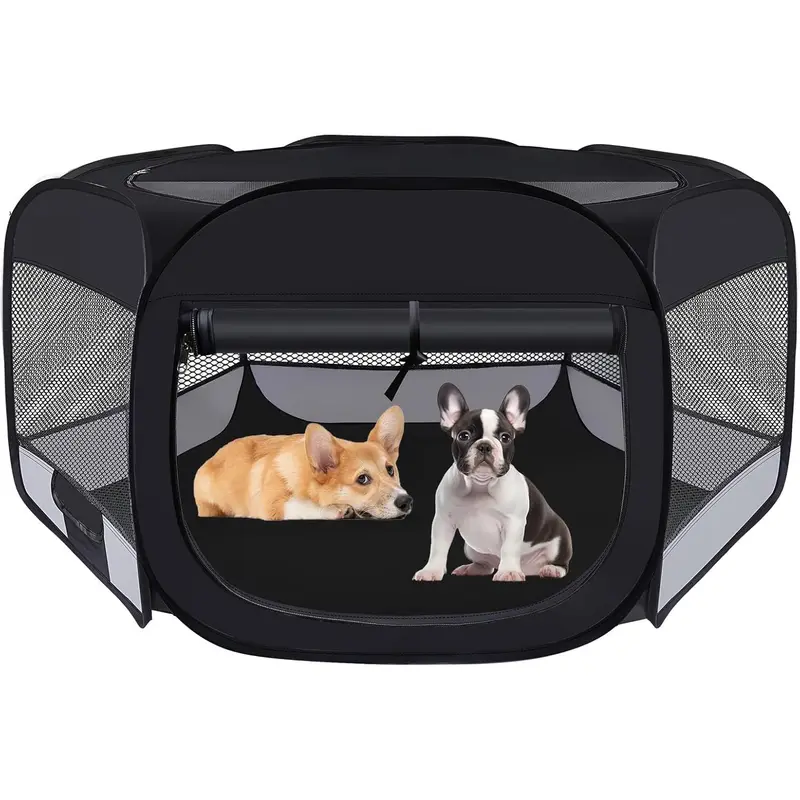 Playpen,Portable Pet Puppy Playpen, Puppy  Play Pen for Indoors,Dogs Tent for Indoor Cats,Kitten Playpen,Collapsible Small Cats Crate Cage for Small Dogs with Carrying Case(Grey, S)