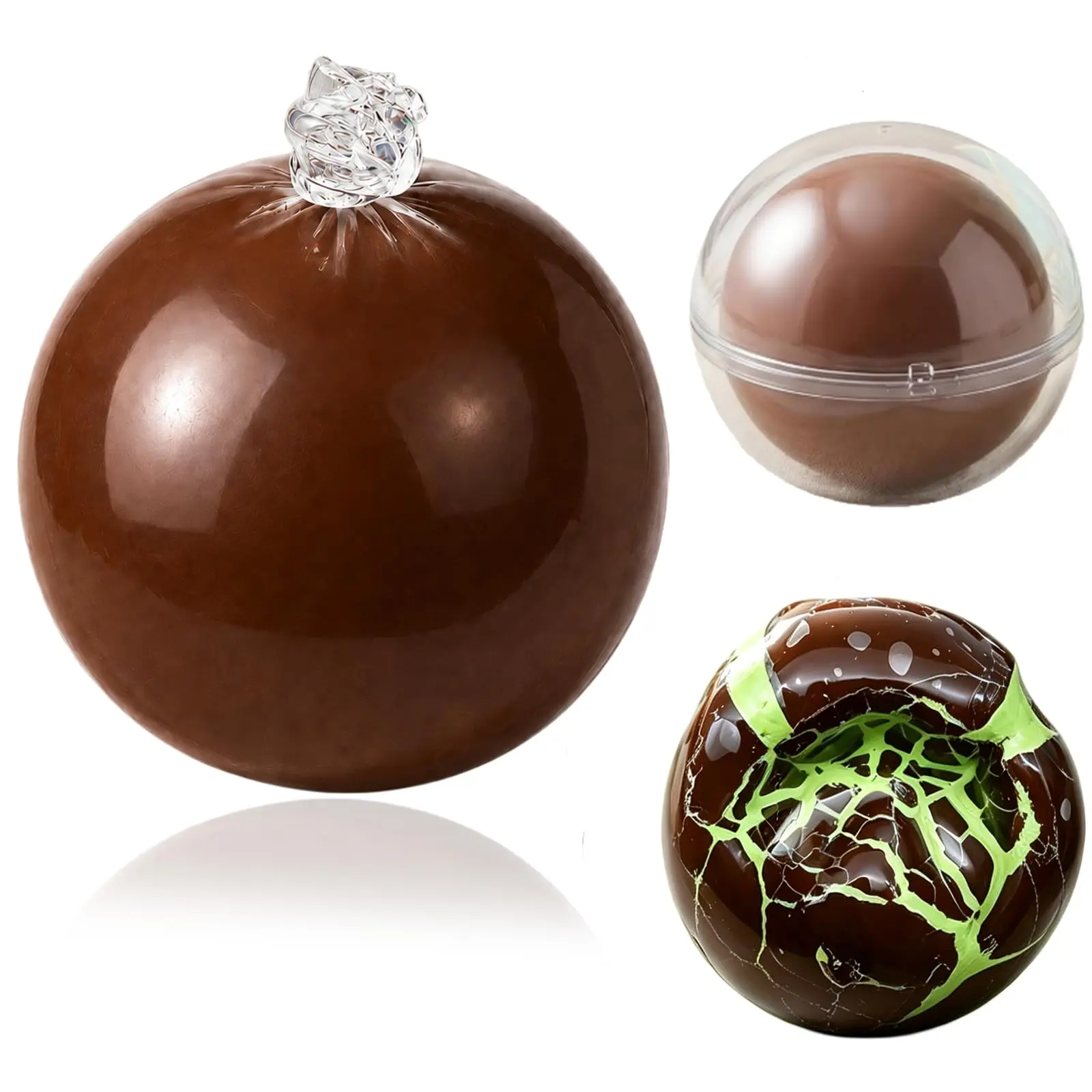 Stress Relief Spherical Fidget Toy, Cracking Wax Coating Shell, Clay-Filled Round Design, with Clear Plastic Storage Case