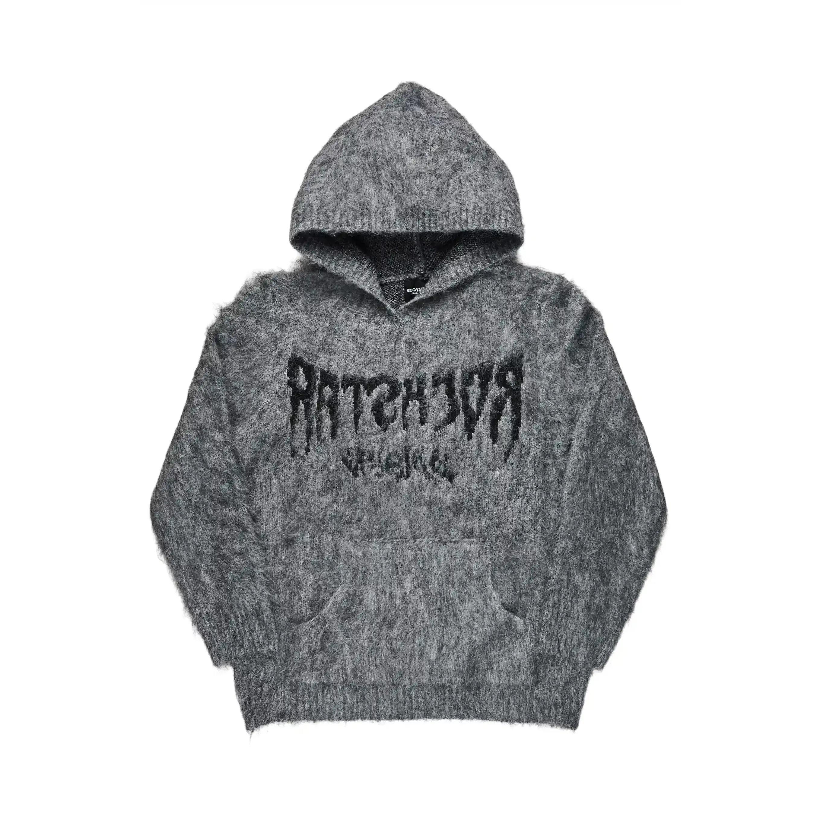 Andreas Black/Grey Reflected Graphic Knitted Hoodie