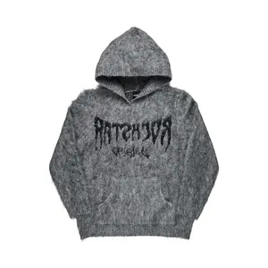 Andreas Black/Grey Reflected Graphic Knitted Hoodie