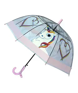 Childrens Rainbow Unicorn Umbrella, Clear