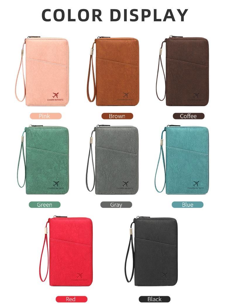 RFID Blocking Passport Holder, Holds Multiple Passports, Travel Document Organizer, Skin-Friendly Zipper Wallet, Detachable Wrist Strap, Passport Cover