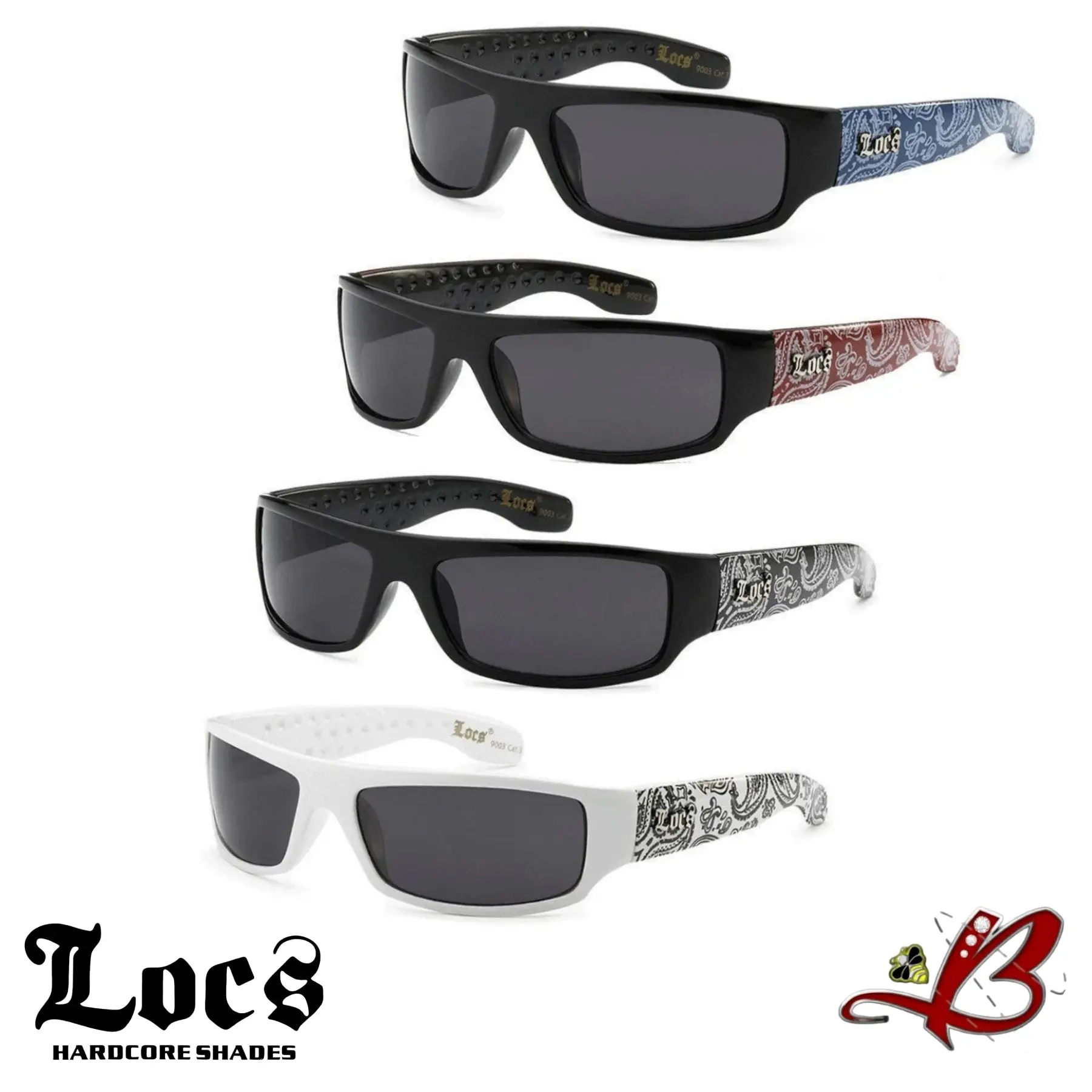 LOCS Hardcore Gangster Bandana Shades Flat Top OG Sunglasses LOCS Hardcore Gangster Bandana Shades Flat Top OG Sunglasses