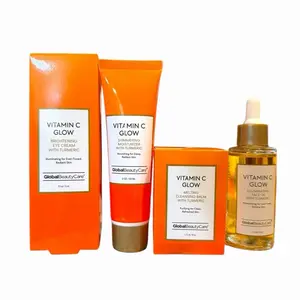 4-Pc Vitamin C Glow Brightening with Turmeric Skin Care Set - Illuminating Eye Cream 0.5 Fl oz, Melting Cleansing Balm 1.7 Fl Oz Illuminating Global beauty care, Face Oil serum 1.7 Fl Oz, Shimmering Moisturizer 2 Oz, Hydrate skin care