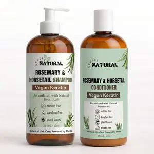 Neutra Natural Rosemary & Horsetail Shampoo and Conditioner Set – Vegan Keratin Botanical Hair Care, Sulfate Free, Plant-Based Clean Formula  Mother Hair Products Haircare Cleanser Cleansing