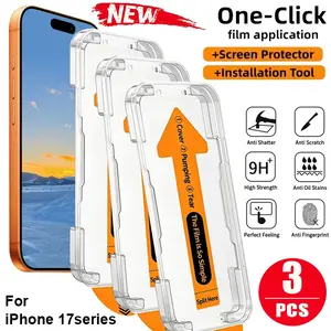 3pcs Ultra HD Screen Protector for iPhone 17/16/15/14/13/12/11/Pro Max/Pro/Plus/Mini/XR/X/XS/7/8/SE,One-Click Film Applicator,Dust-free,Full Coverage,Edge Protection,Anti-fingerprint,Scratch-resistant,Protective,Compatibility with Dynamic Island