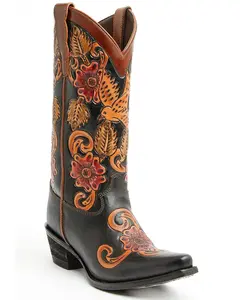 Women's Aleena Tooled Floral Western Boots - Snip Toe