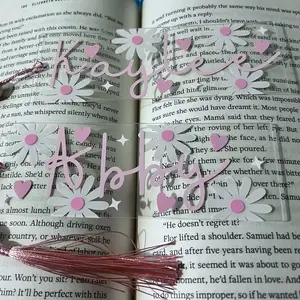 Customized Acrylic Valentines Day Bookmark Pink Hearts and Love