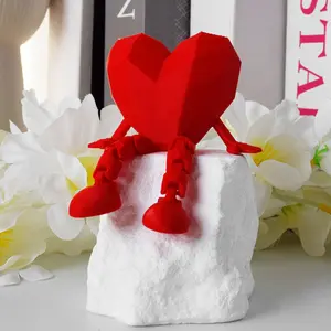 3D Printed Heart Shaped Sitting Figure, Desktop Decoration Ornament, Creative Holiday Gift, Perfect for Christmas, New Year, Birthday, Valentine's Day, Home Decor Accessory