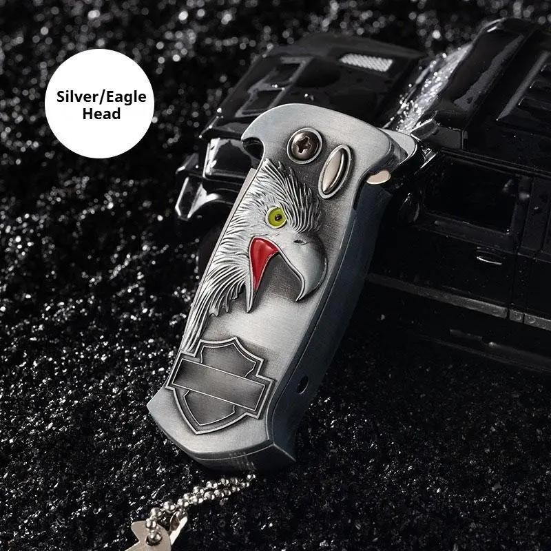 3-in-1 Multifunctional Windproof Lighter with Folding Knife and Bottle Opener Combination set for Kitchen, Outdoor, Emergency Self-Defense(Without Butane Gas)