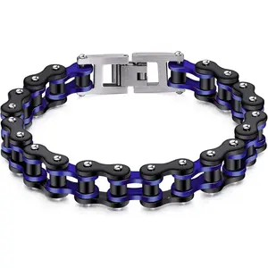 Cassieca Stainless Steel Motorcycle Bike Chain Bracelet for Men