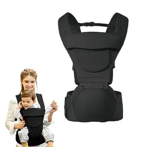 Baby Carrier Newborn to Toddler,Baby Carrier with Hip Seat,Ergonomic, Safety-Certified Baby Hip Carrier with Foldable Neck Support Pod,12 in 1 Baby Holder Carrier with Adjustable Waist Belt-Black