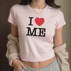 [Sale Up To 50%] I Heart Me Baby Tee, I Love Me Crop Top, I Heart Myself Y2K T-Shirt, I Love Myself 90s TShirt, Trendy Y2K Shirt, Self Love Tee, Gift for Her
