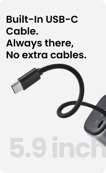 SHARGE Mini Portable Charger 45W 10000mAh Power Bank, Fast Charging Battery Pack with Built-in USB-C Cable, Compact Portable Phone Charger Travel Essentials Powerbank for iPhone 17/16