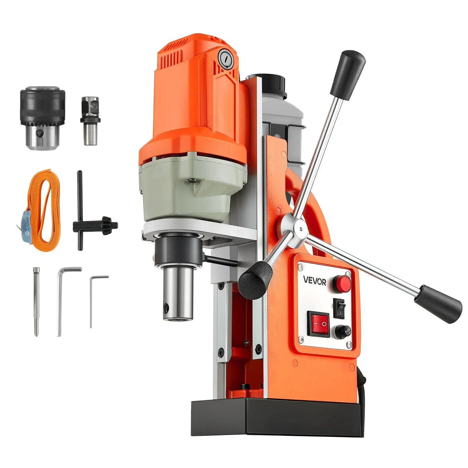 【DealsForYouDays】VEVOR Magnetic Drill Press, 1200 W, 1.5 in Boring Diameter, 2248 lbf Power Mag Drill Press, 900 RPM Speed, with Weldon Shank, Efficient Cooling, for Metal Surface, Industrial and Home Improvement