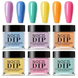 6 Color Dip Powder Nail Kit, 6 Counts/set Professional Nail Art Dipping Powder Set, DIY Nail Art, Nail Charms, DIY French Manicure