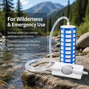 Automatic Water Purification Unit Survival Water Purifier Kit, Portable Water Filter with Ultra-Fine Ceramic Membrane, Helps Reduce Bacteria, Pathogens and Sediment, Not a Traditional Filter Straw